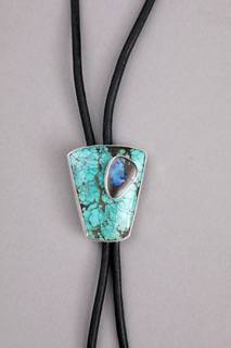 Turquoise and Opal Bolo by Denise Barr, Image 1.