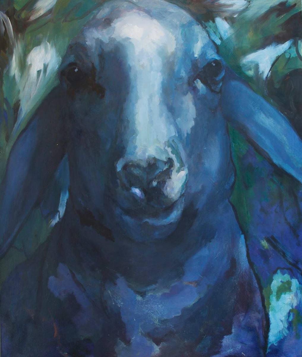 Green Garden Blue Sheep by Claudia Pettis, Image 1.