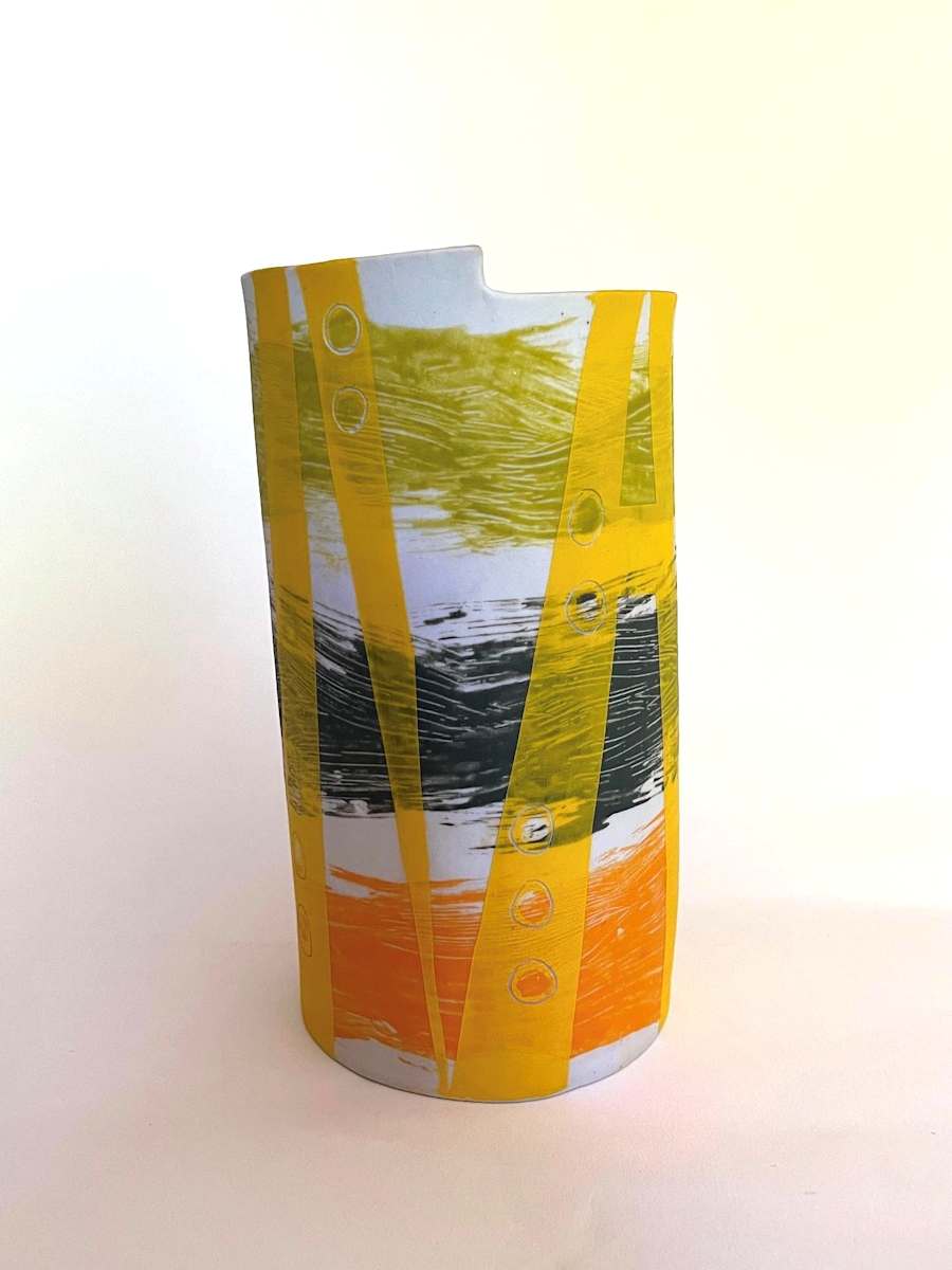 Yellow Stencil Vase II by Christine Westergaard 