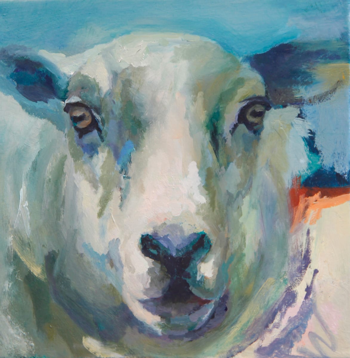 Ewe with Blue Sky by Claudia Pettis 