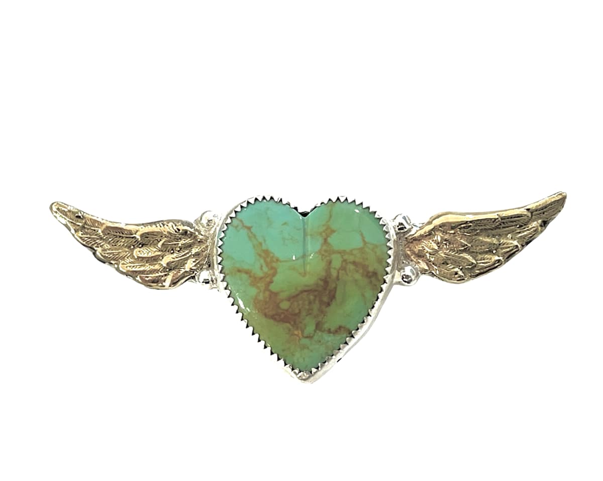 Small Heart Winged Pin by Denise Barr, Image 1.