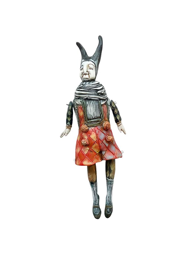 Rabbit with Overalls Wall Doll by John and Robin Gumaelius, Image 1.