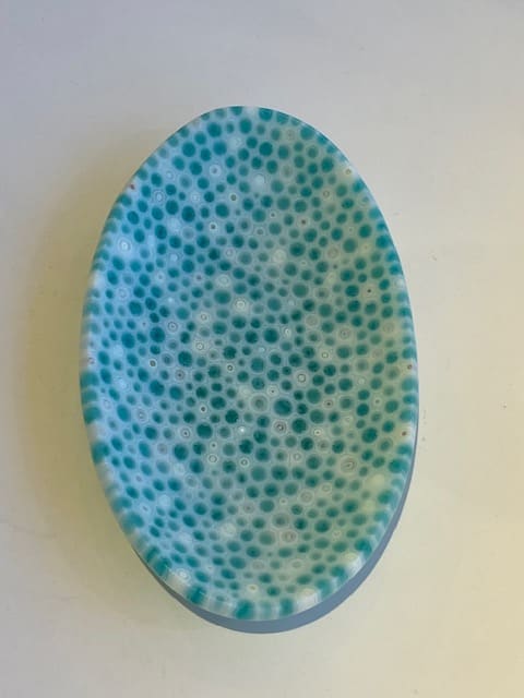 Oval Dish (Turquoise and White) by Robin Kittleson 