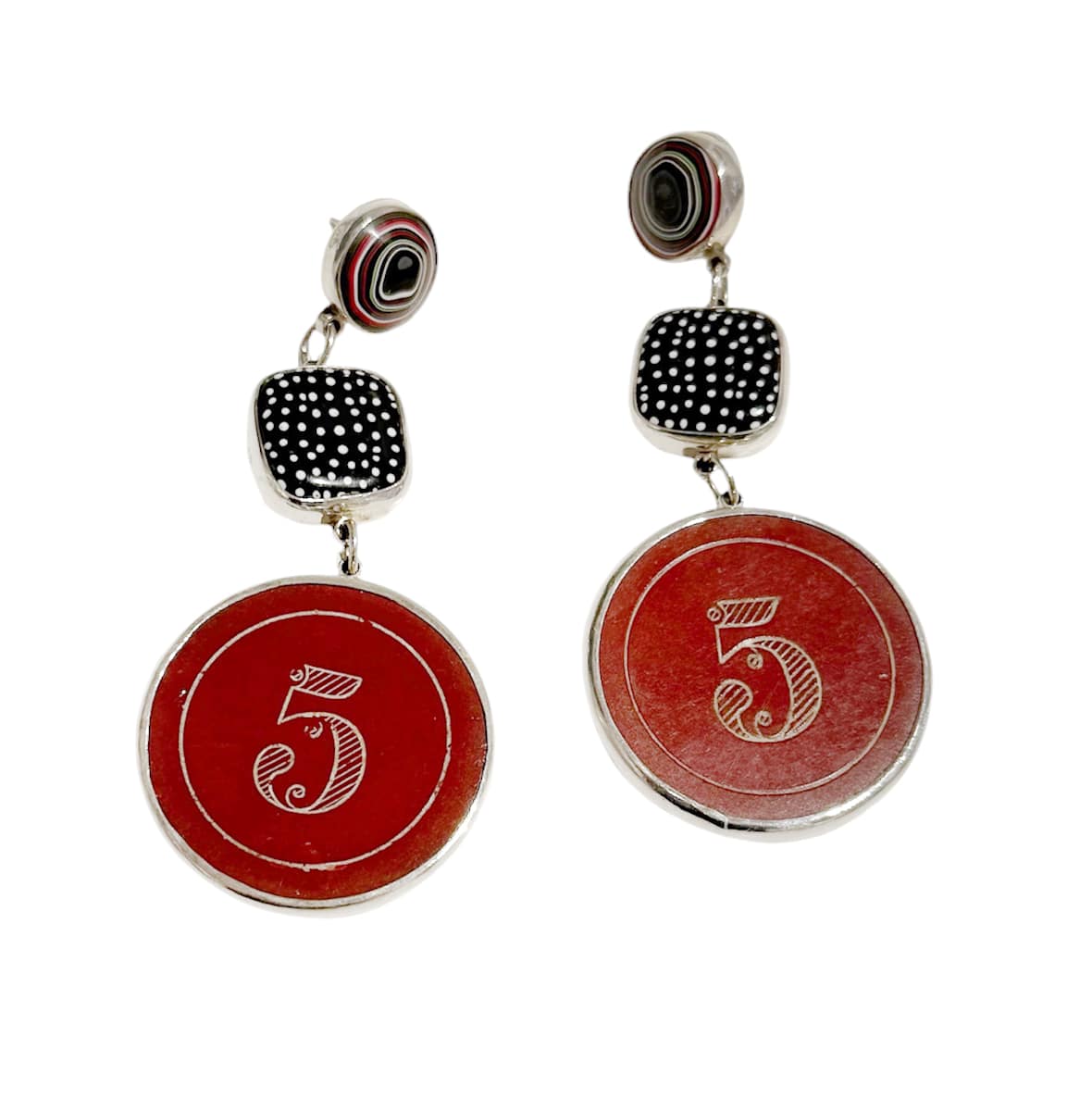 Number 5 Earrings by Denise Barr, Image 1.
