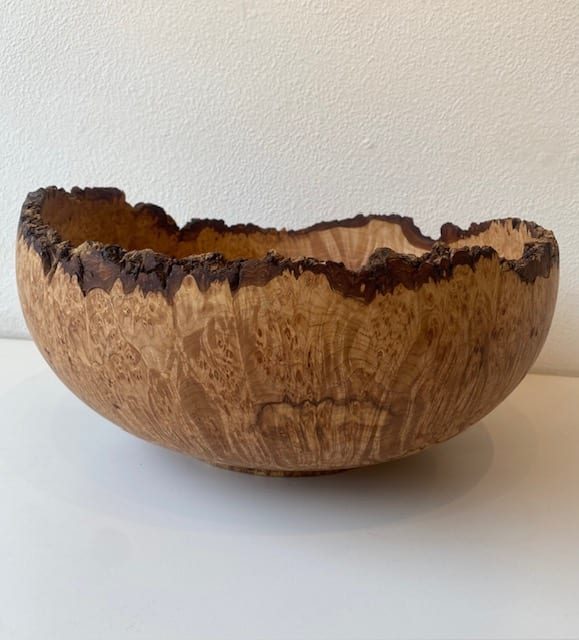 Turned Natural Edge Big Leaf Maple Burl Bowl #51 by Dale Larson 