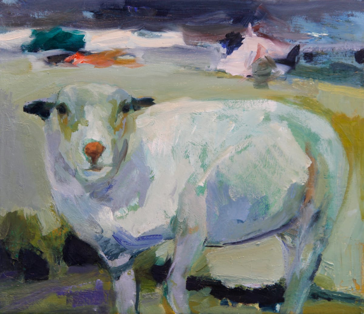 Lamb Between Field and Stream by Claudia Pettis 