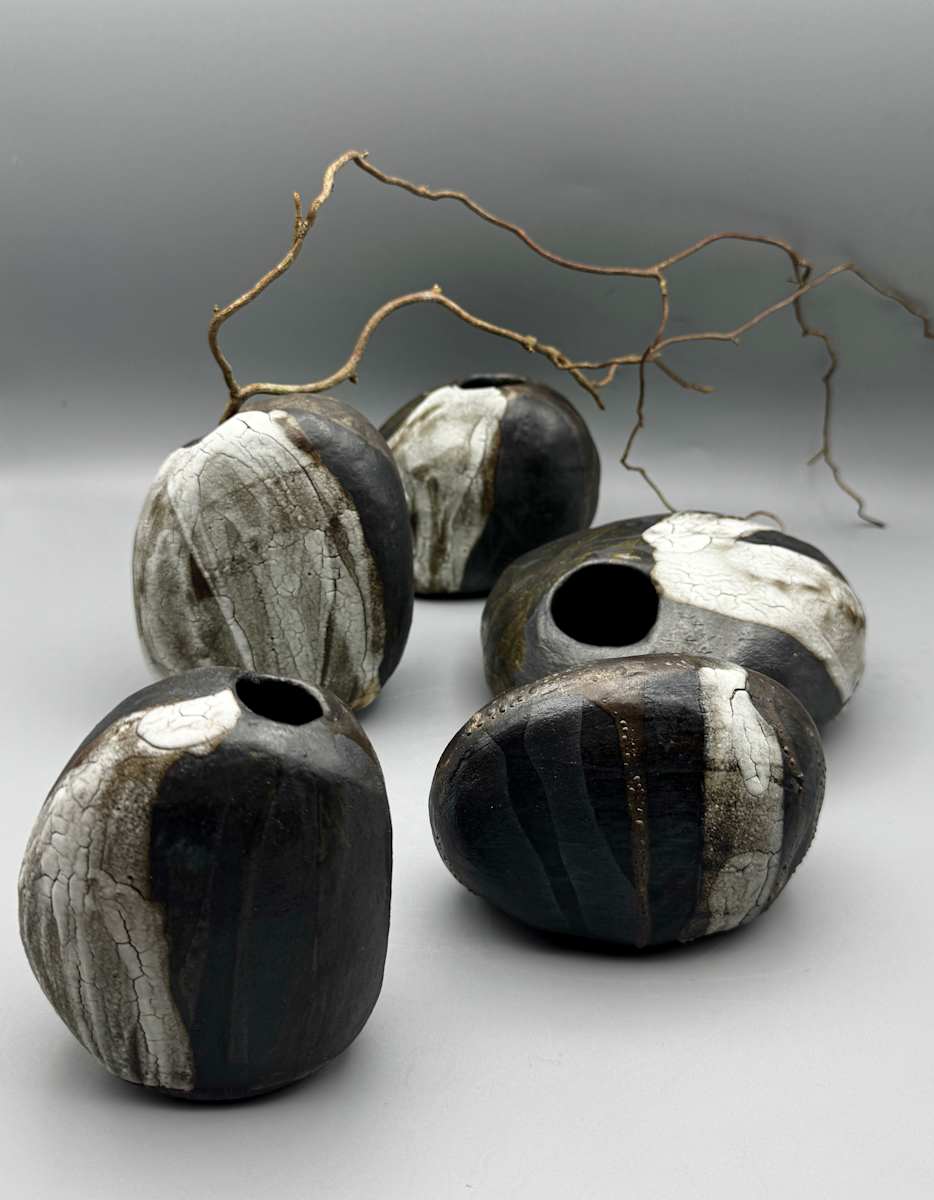 Stoneware vases by Nancy Loorem Adams 