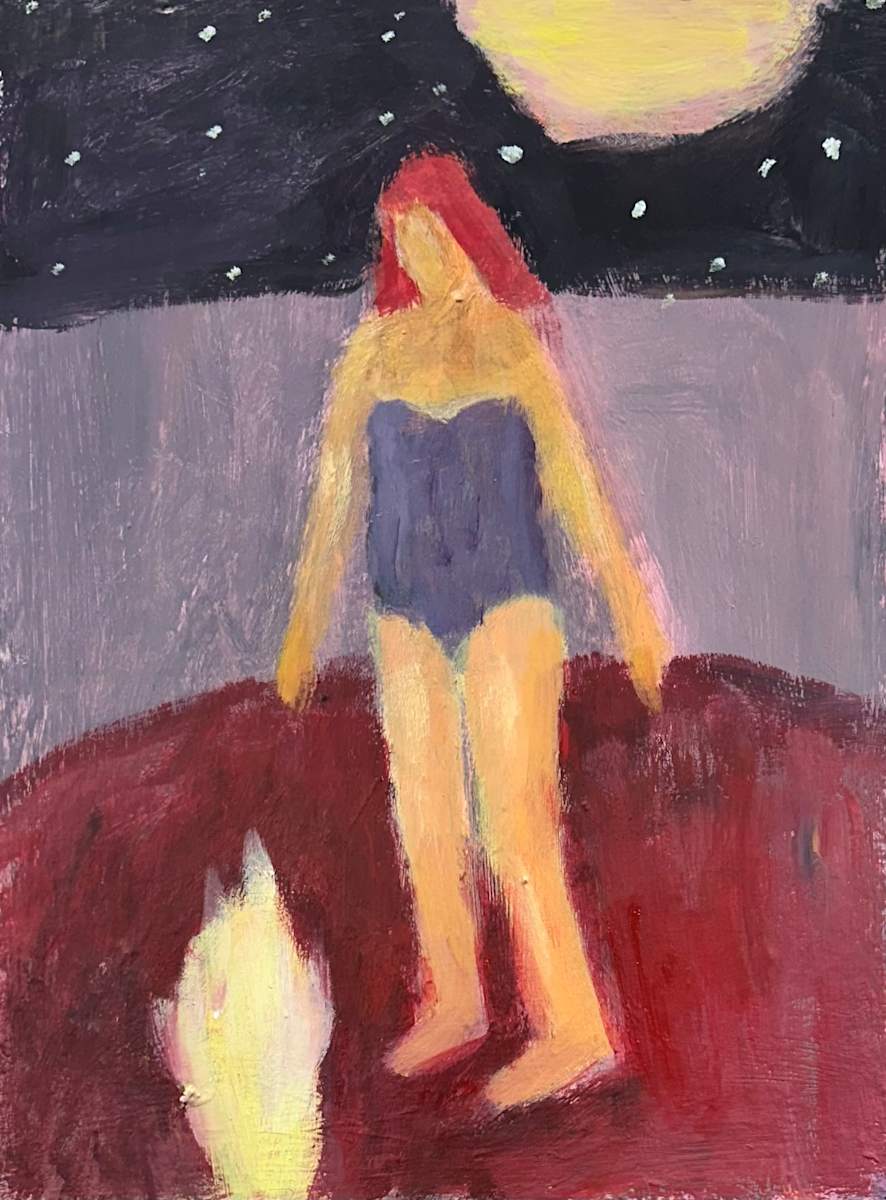 Red Head with Fire and Moon by Laura Hudson 