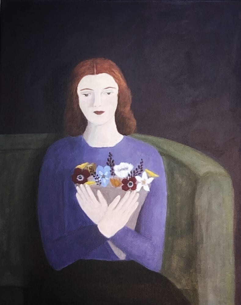 Seated Woman With Bouquet by Zue Stevenson, Image 1.
