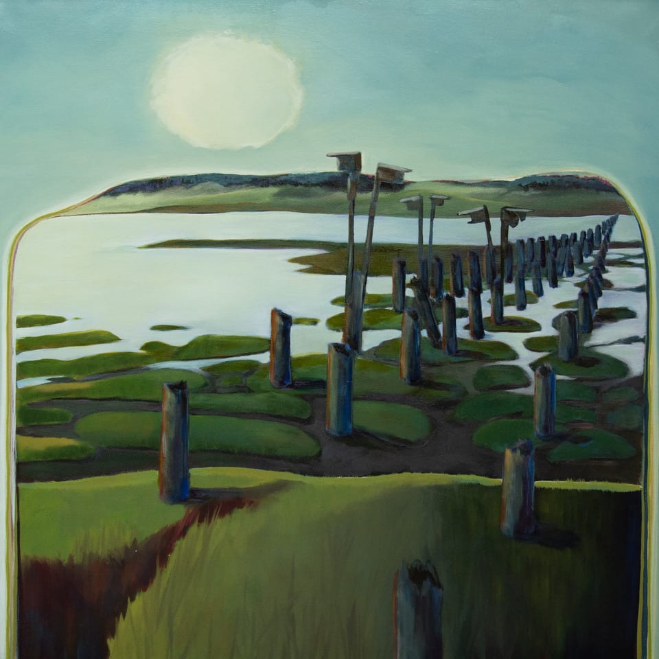 Spring Pilings in the Moss by Sue Gustaf Hamilton 