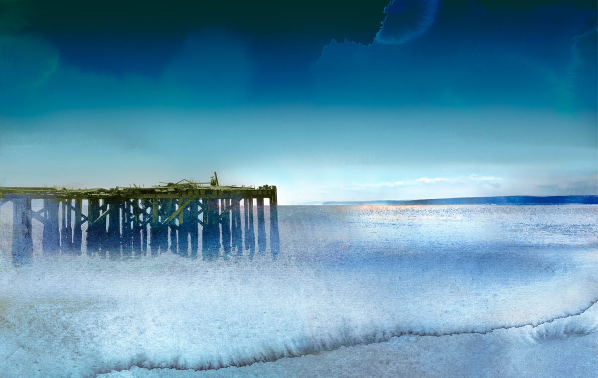 The Blue Pier 1/5 (framed) by Iskra Johnson 