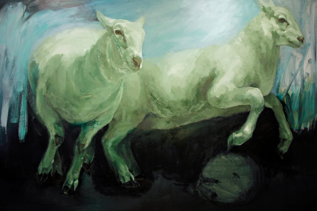 Two Sheep Race Against Nightfall by Claudia Pettis 