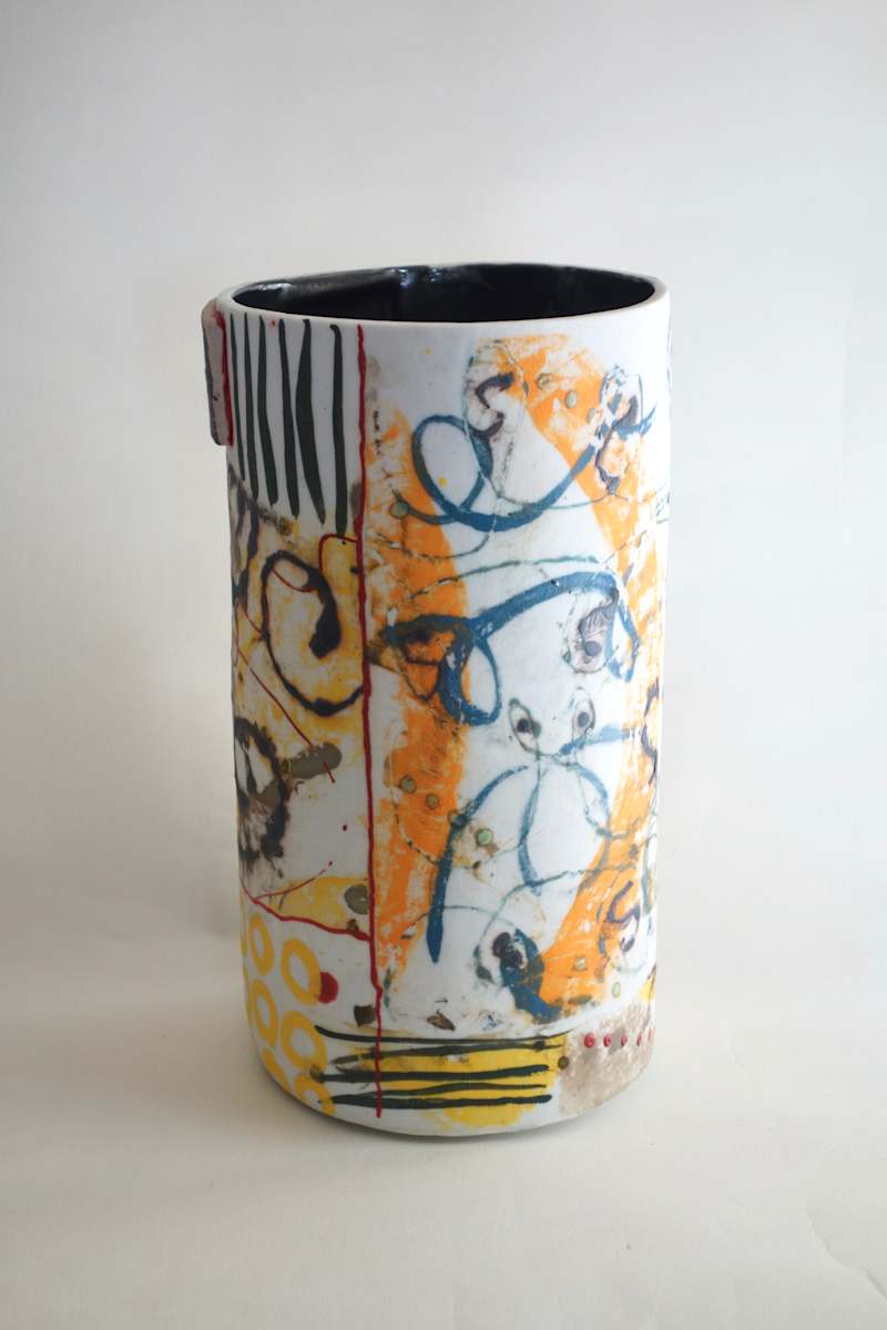 Monoprint Vase with Tabs by Christine Westergaard, Image 1.