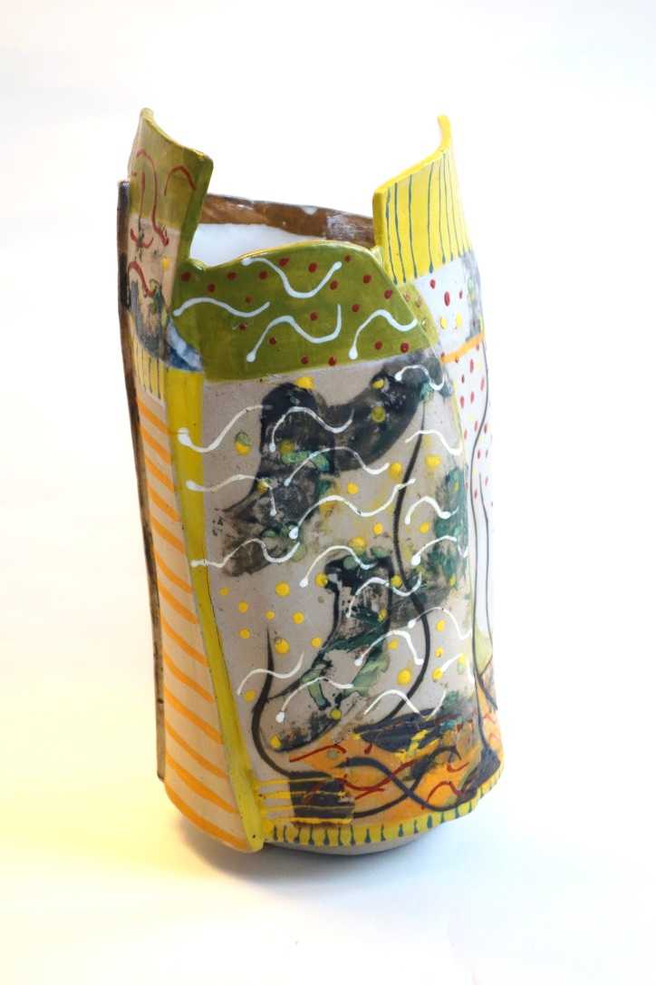 Patchwork Monoprint Vase by Christine Westergaard, Image 1.