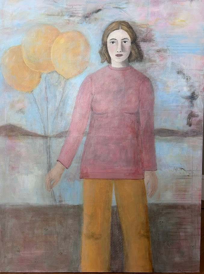 Woman with Yellow Balloons by Zue Stevenson 