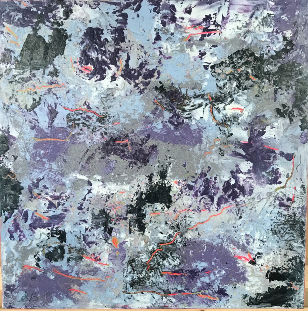 Smoke on the Water by Ella Balkwill  Image: Smoke on the Water. Cold wax and oil paint. 10 x 10 x 1.5