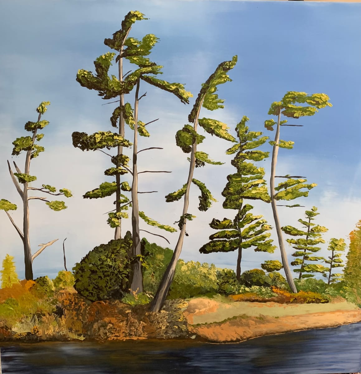 Killarney by Ella Balkwill  Image: This is a commission which I started in acrylic.  I couldn’t create the sky to my satisfaction so I resorted back to cold wax and oil.  The blending of that medium is extraordinary and it went very well in the painting.  This painting was done on birch wood panel.