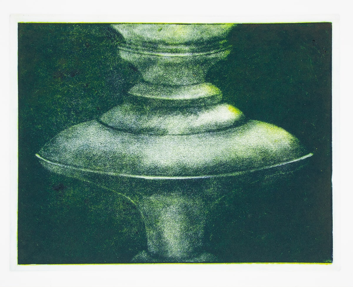 Curved Space  Image: Curved Space AP, Two colour etching, 8"x12" on Fabriano Rosapano, 2022
