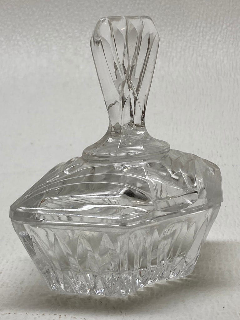 Clear covered perfume powder dish 