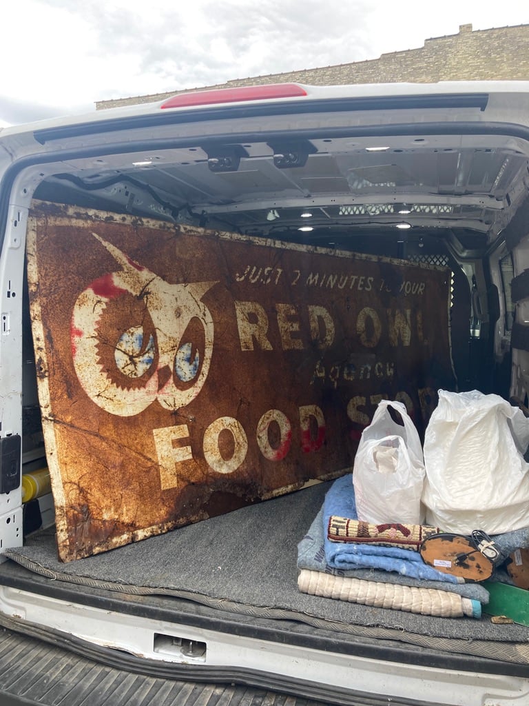 Large 1940's Red Owl metal sign 