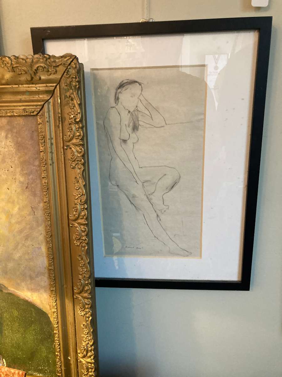 original framed drawing of nude woman by Richard Quail 