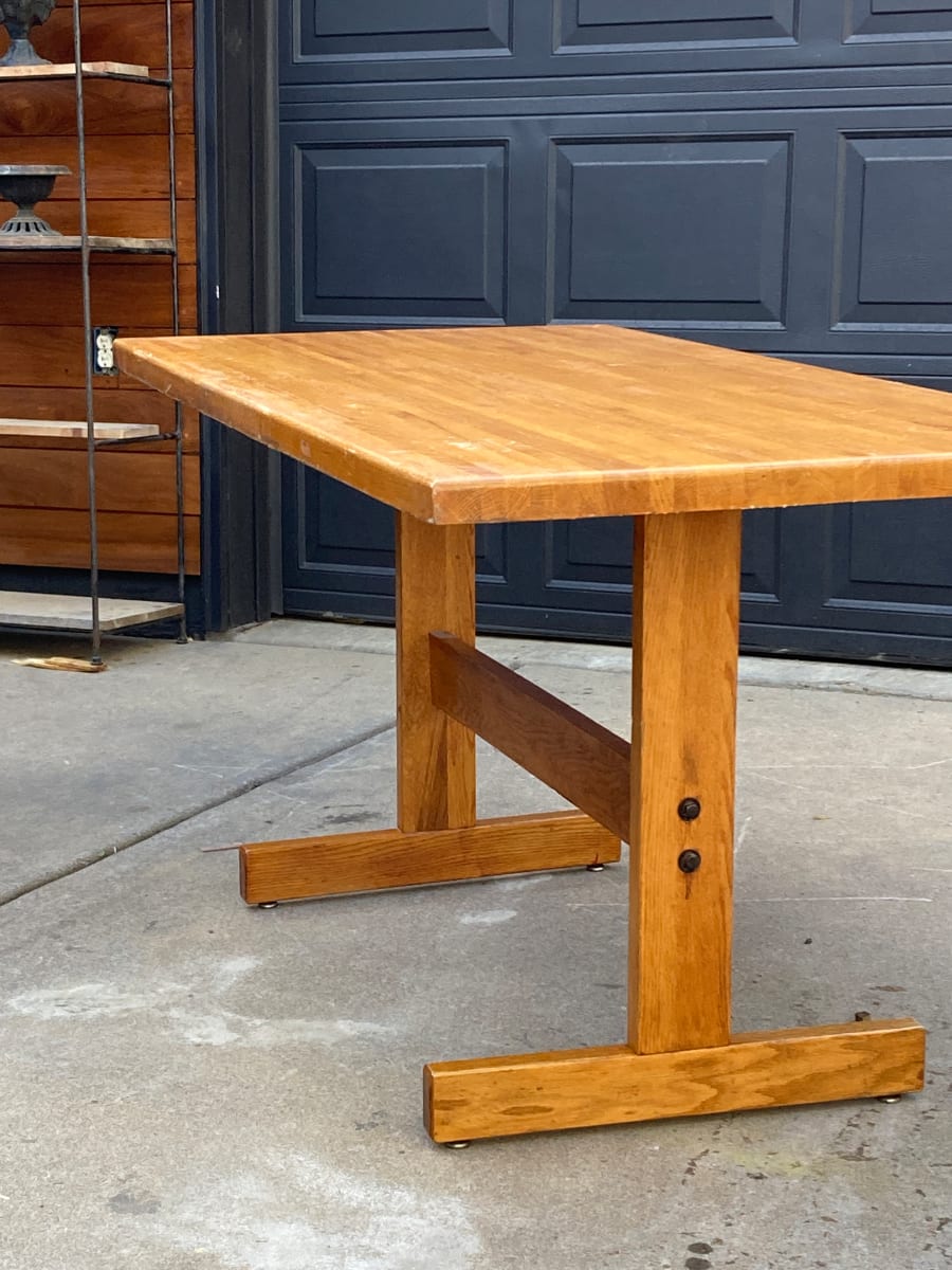 butcher block oak mid century dinette table 