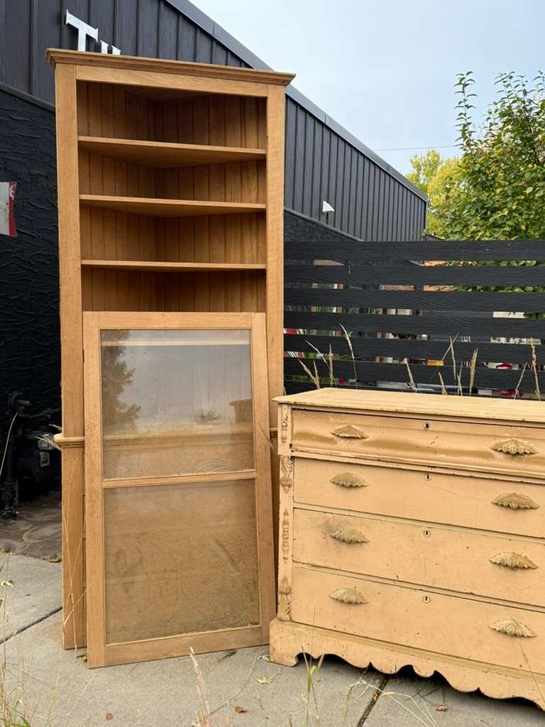 Tall primitive corner cabinet 