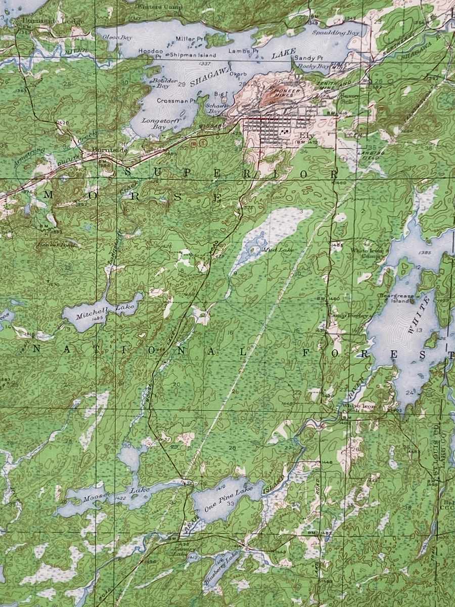 SHRINKWRAPPED early 1933 Ely and the BWCA map 