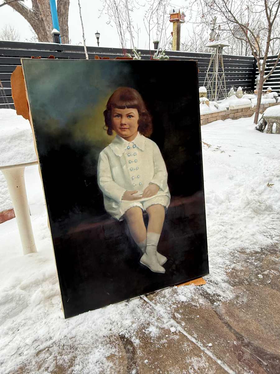Original oil portrait of young girl 