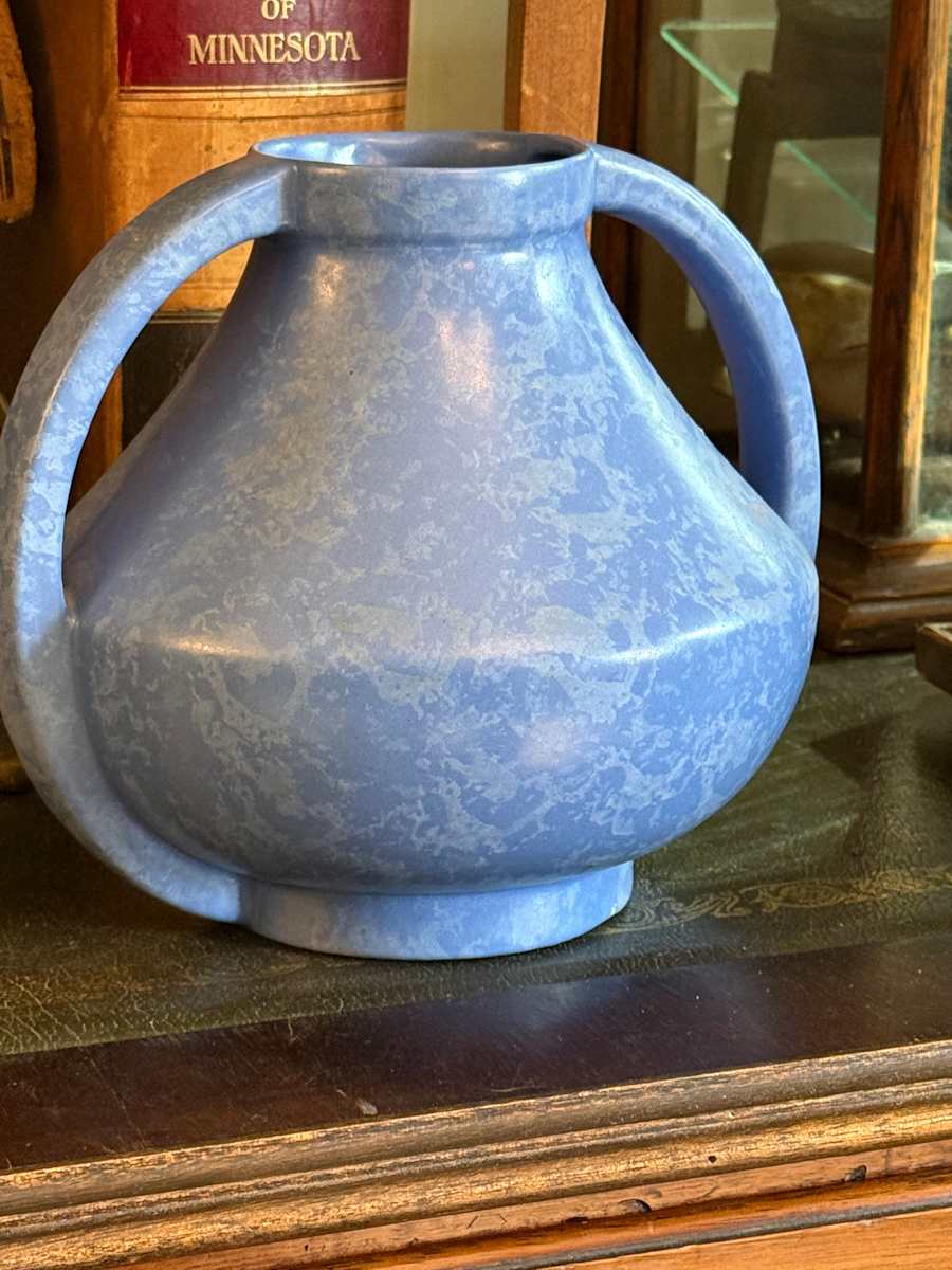 Red Wing 2 handled art pottery vase, Image 1.