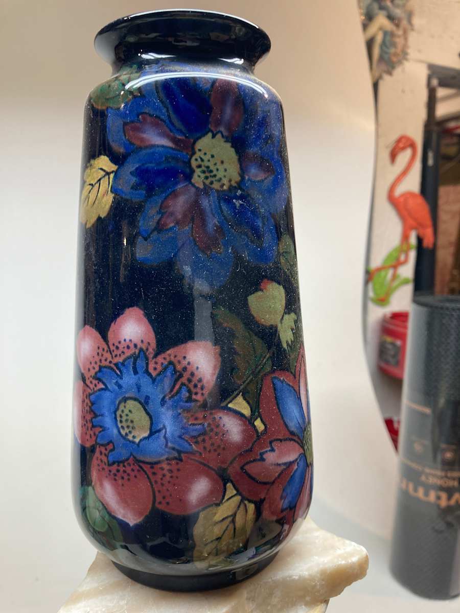 hand decorated Royal Stanley vase 