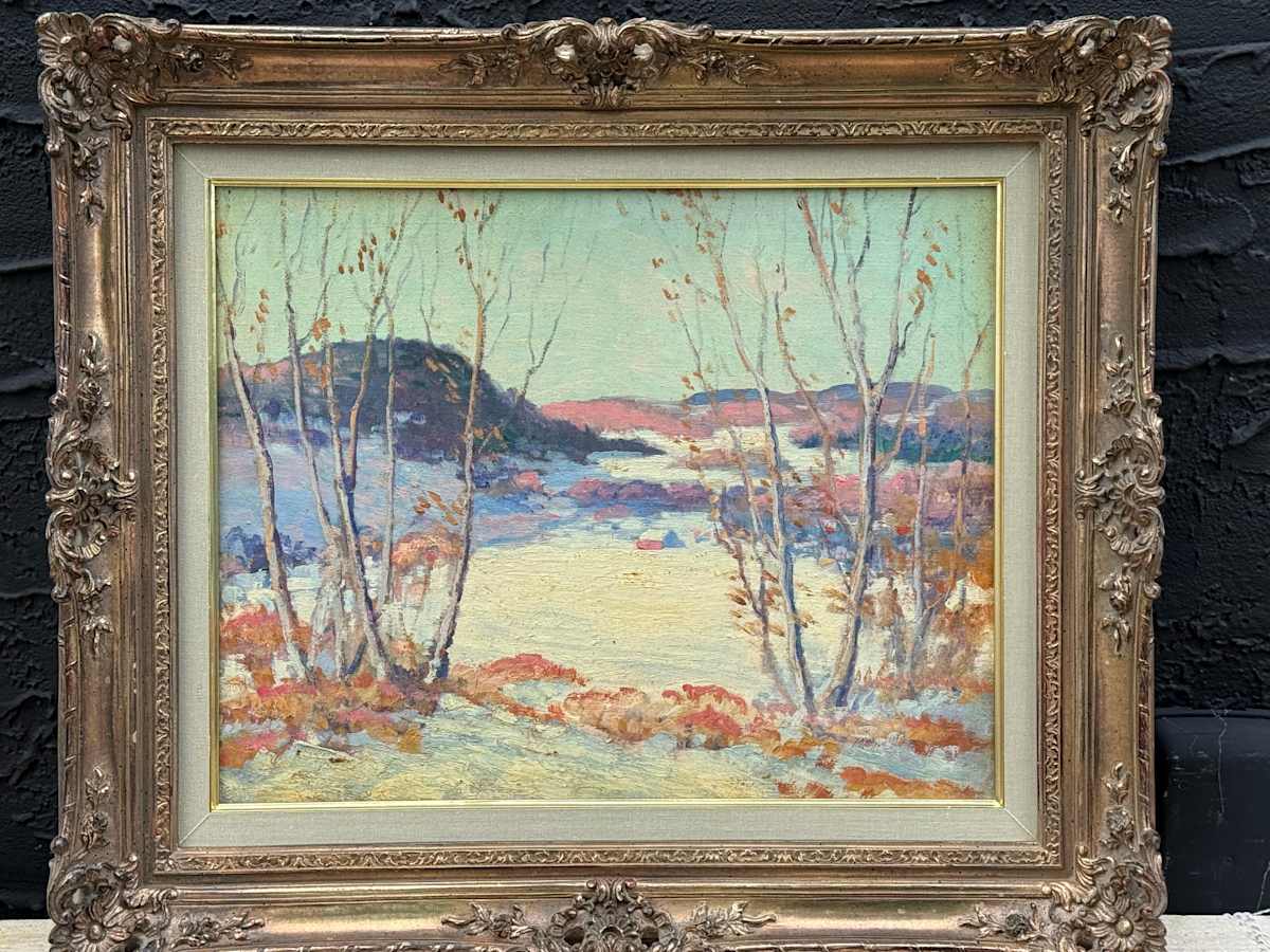 Carl G.T. Olson original painting on board Snowy landscape #4 