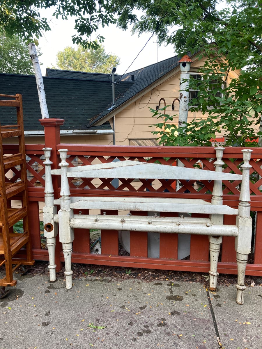 19th century painted white rope bed 