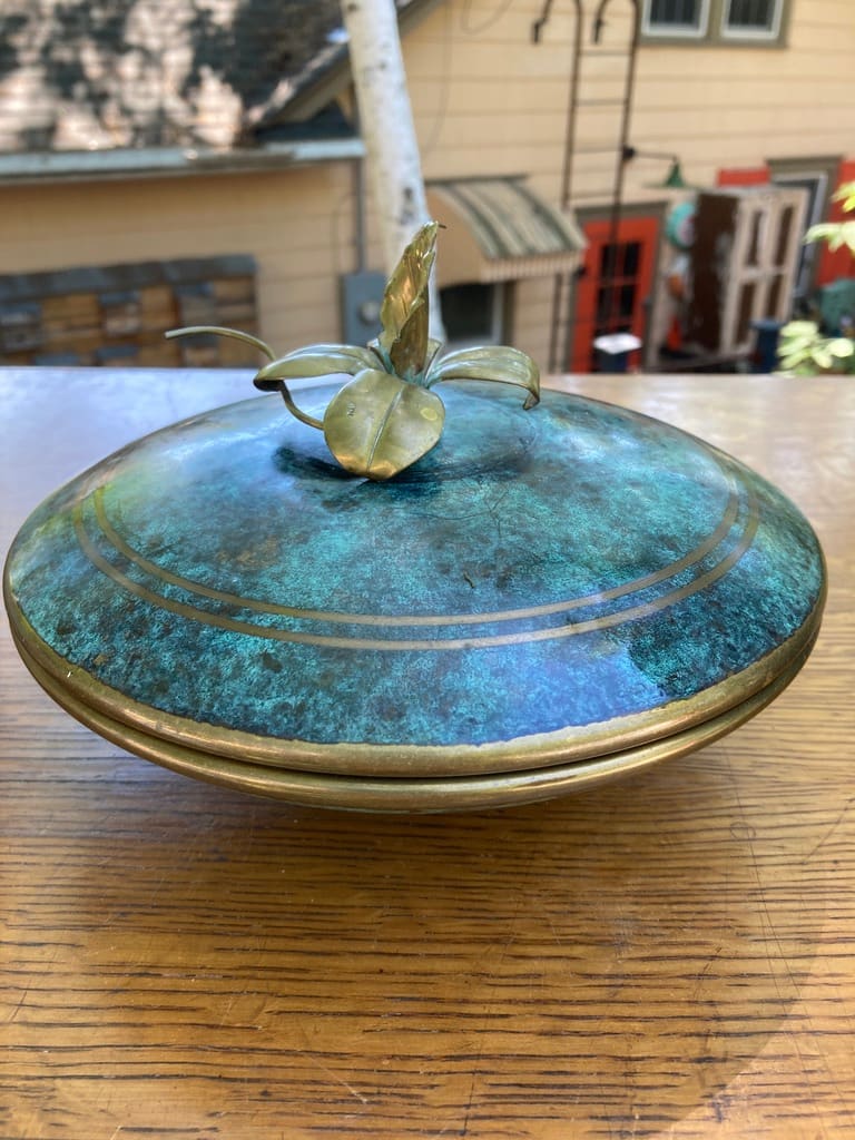 Arts and Crafts Carl Sorensen covered bronze dish 