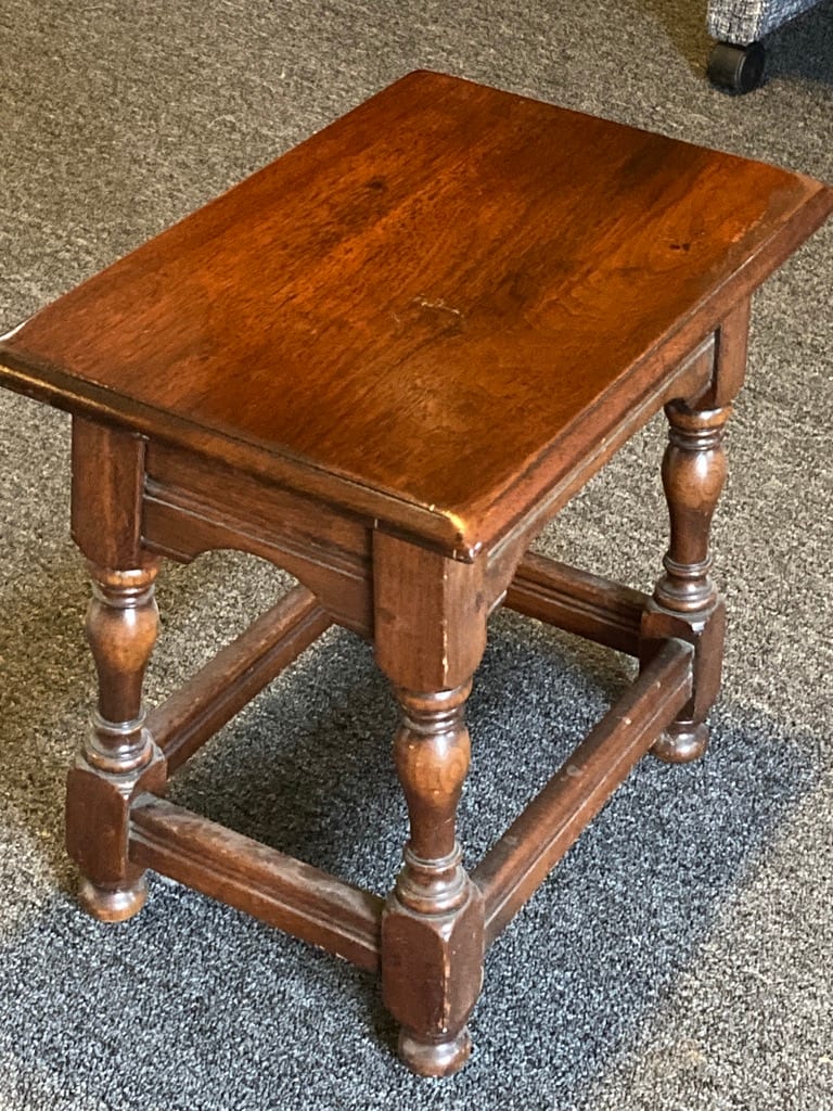 Small low walnut side table 