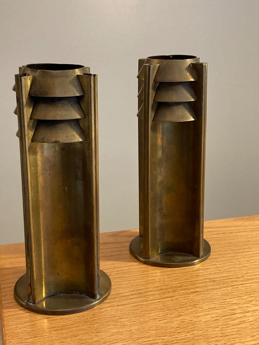 Pair of brass bauhaus vases 