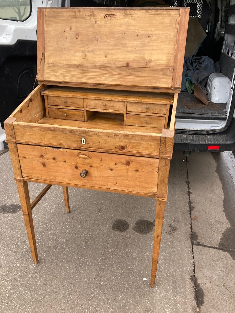 19th century pine slant front stand up desk 