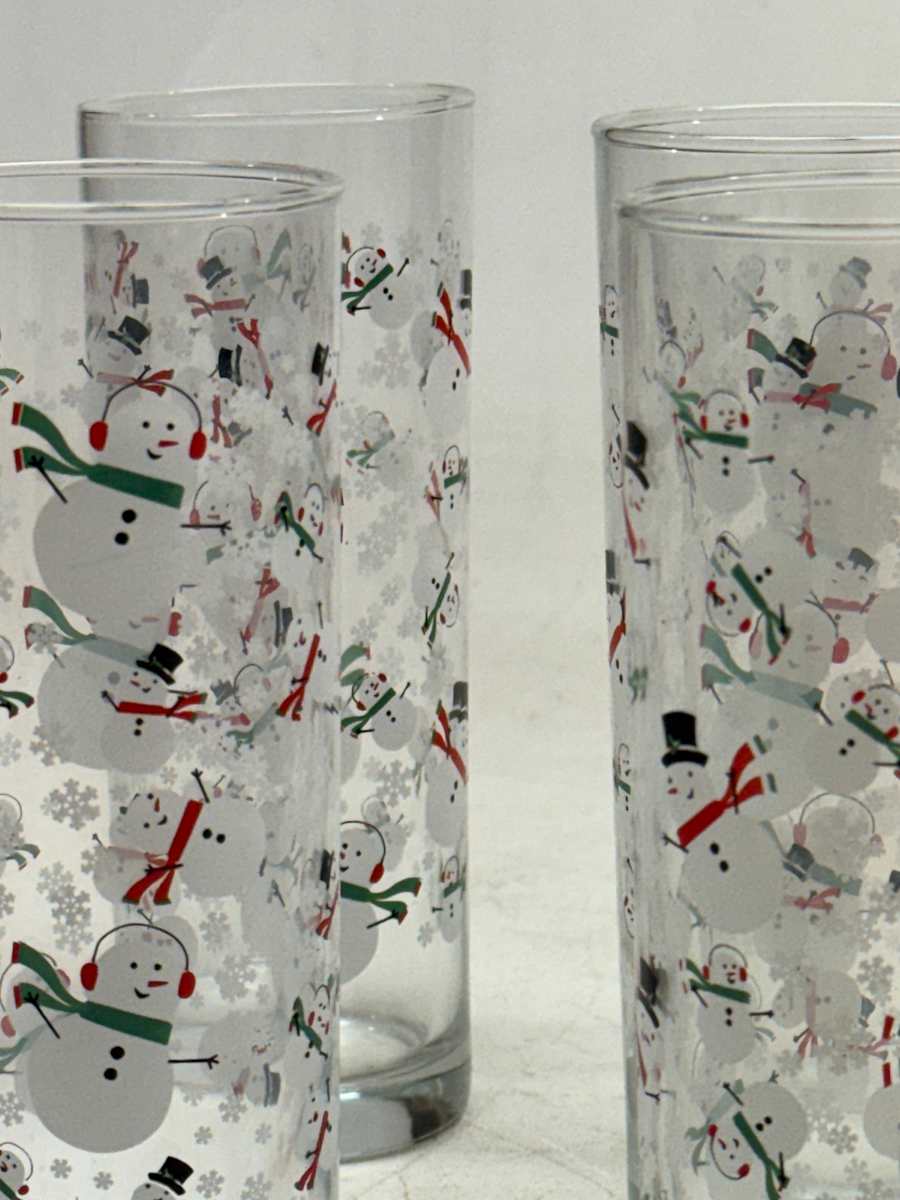 set of 6 snow man CORO glasses 