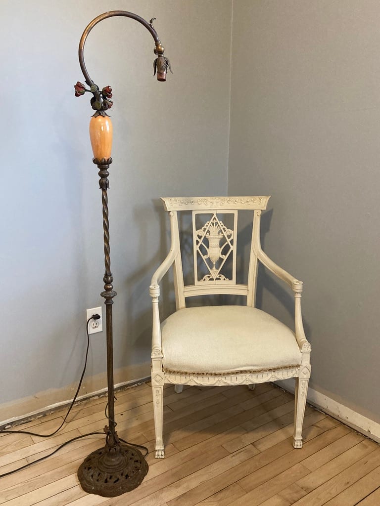 Vintage iron floor lamp with flowers 
