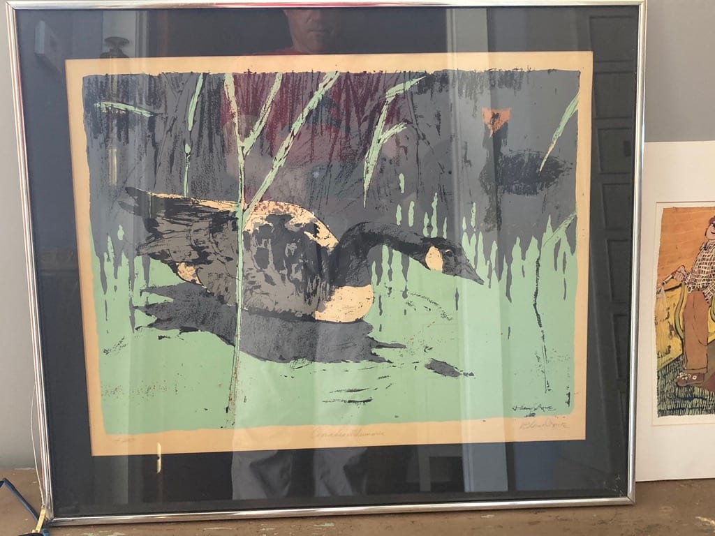 Framed signed goose serigraph 