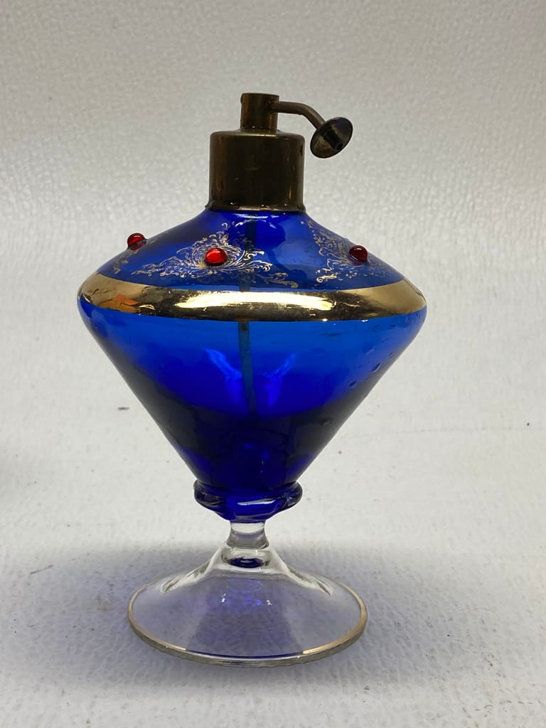 Cobalt Bohemian glass perfume bottle 