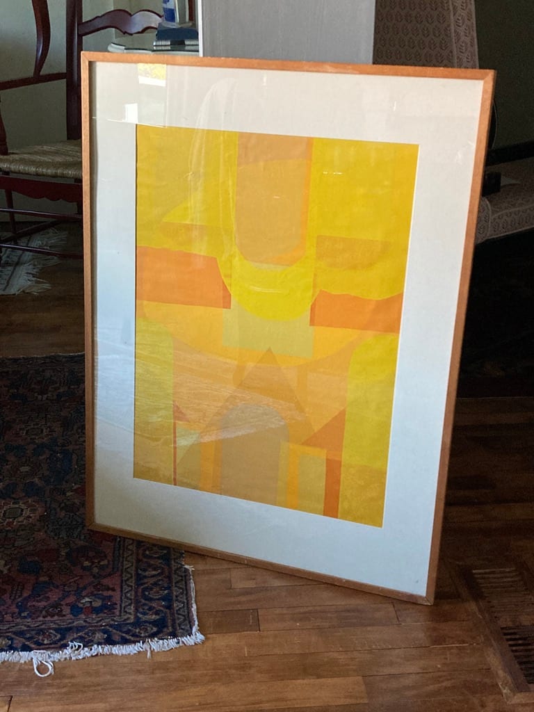 Framed Barbara Smith orange lithograph 