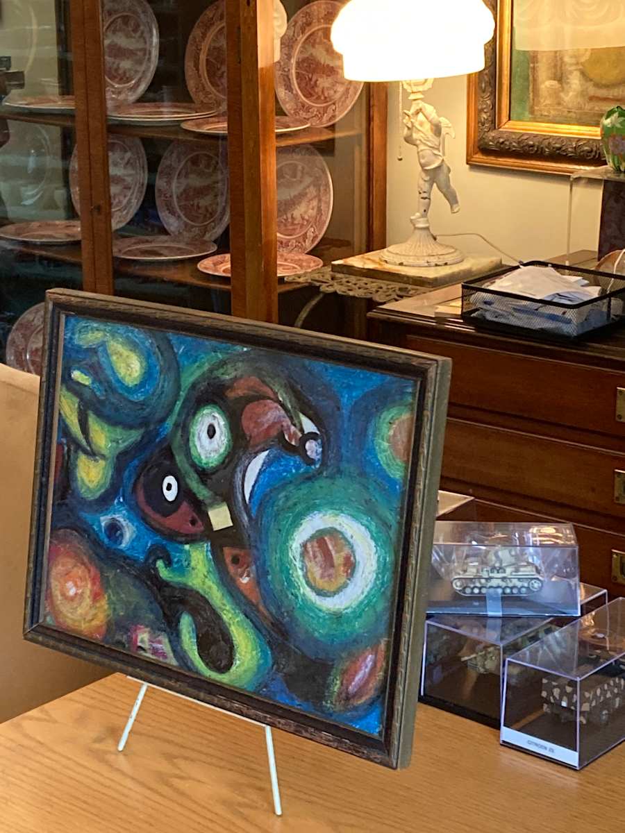 unframed abstract bright colored painting on paper 