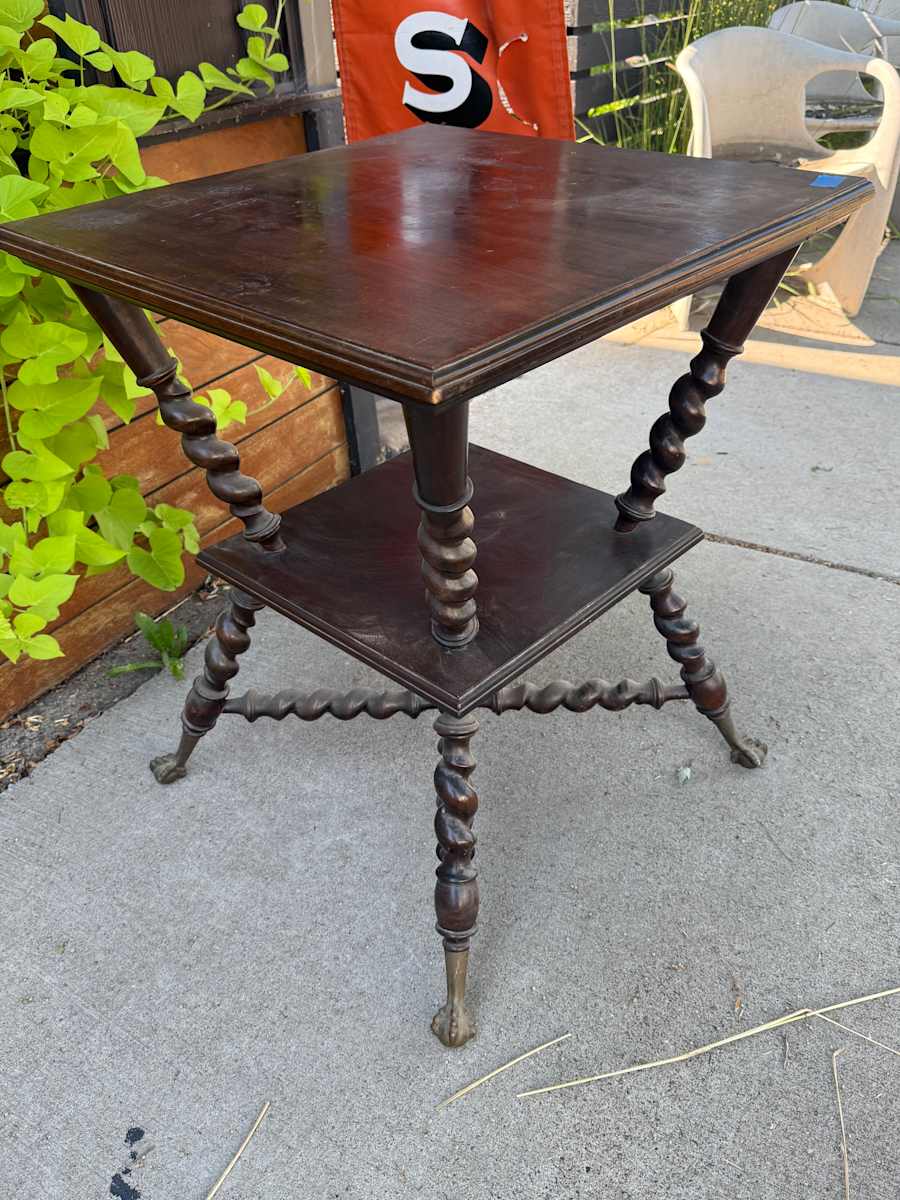 Victorian barley twist two tiered table, Image 1.