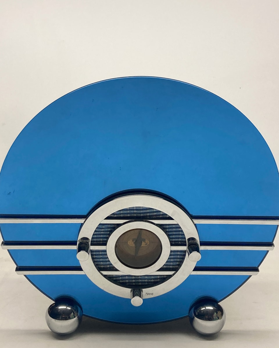 Bluebird blue mirrored Art Deco Radio 1998 from the collection of