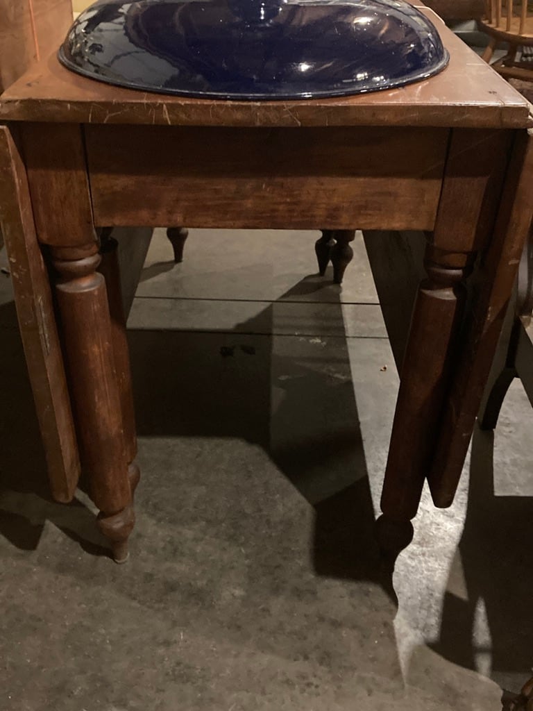 As is vintage walnut drop leaf table 