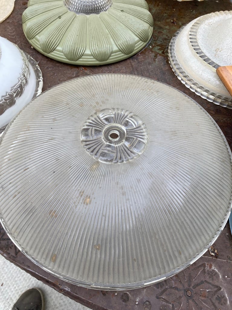 1940's ceiling fixture ~  frosted clear pattern 