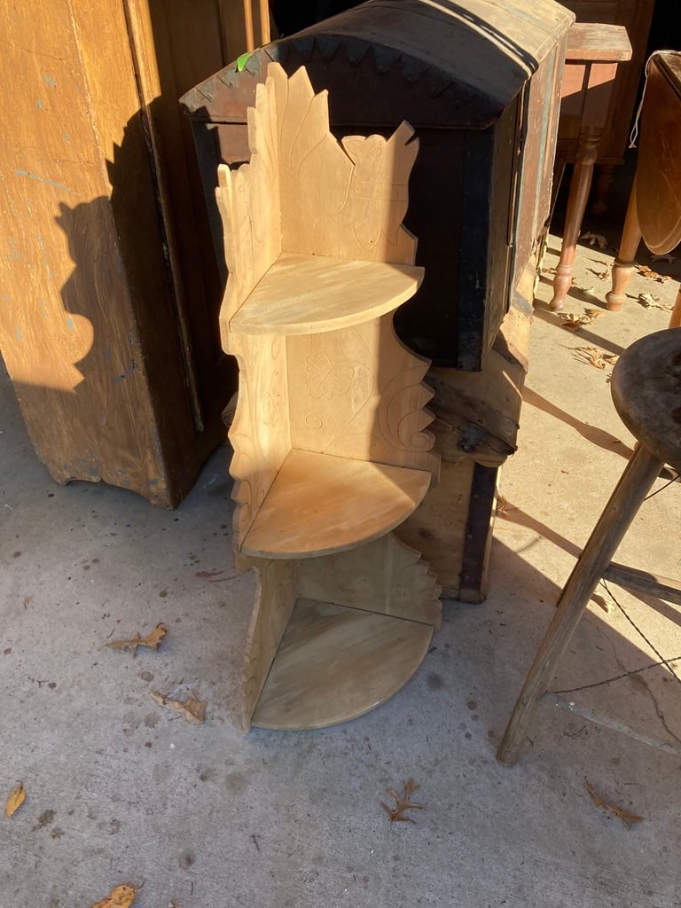 Victorian carved corner shelf 