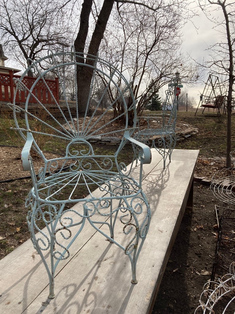 Small metal wire garden chair 