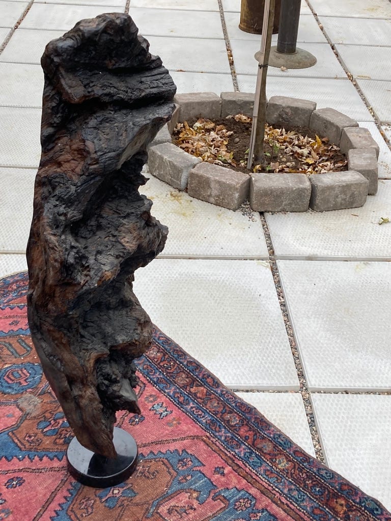 Original hand carved reclaimed redwood sculpture 